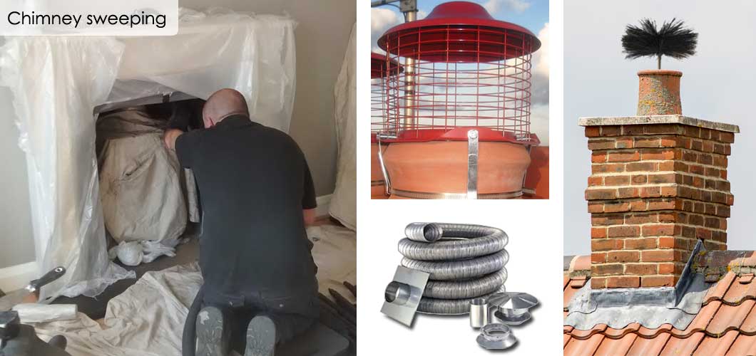 Chimney sweeping chimney liners pots and cowls
